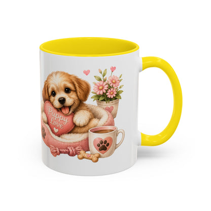 Puppy Love Coffee Mug — Cute Dog Heart Accent Mug (11/15oz)