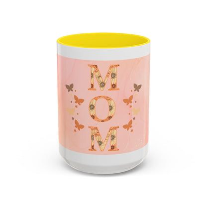 Mom Floral Accent Coffee Mug – Pink Butterfly Mother's Day Gift (11/15oz)