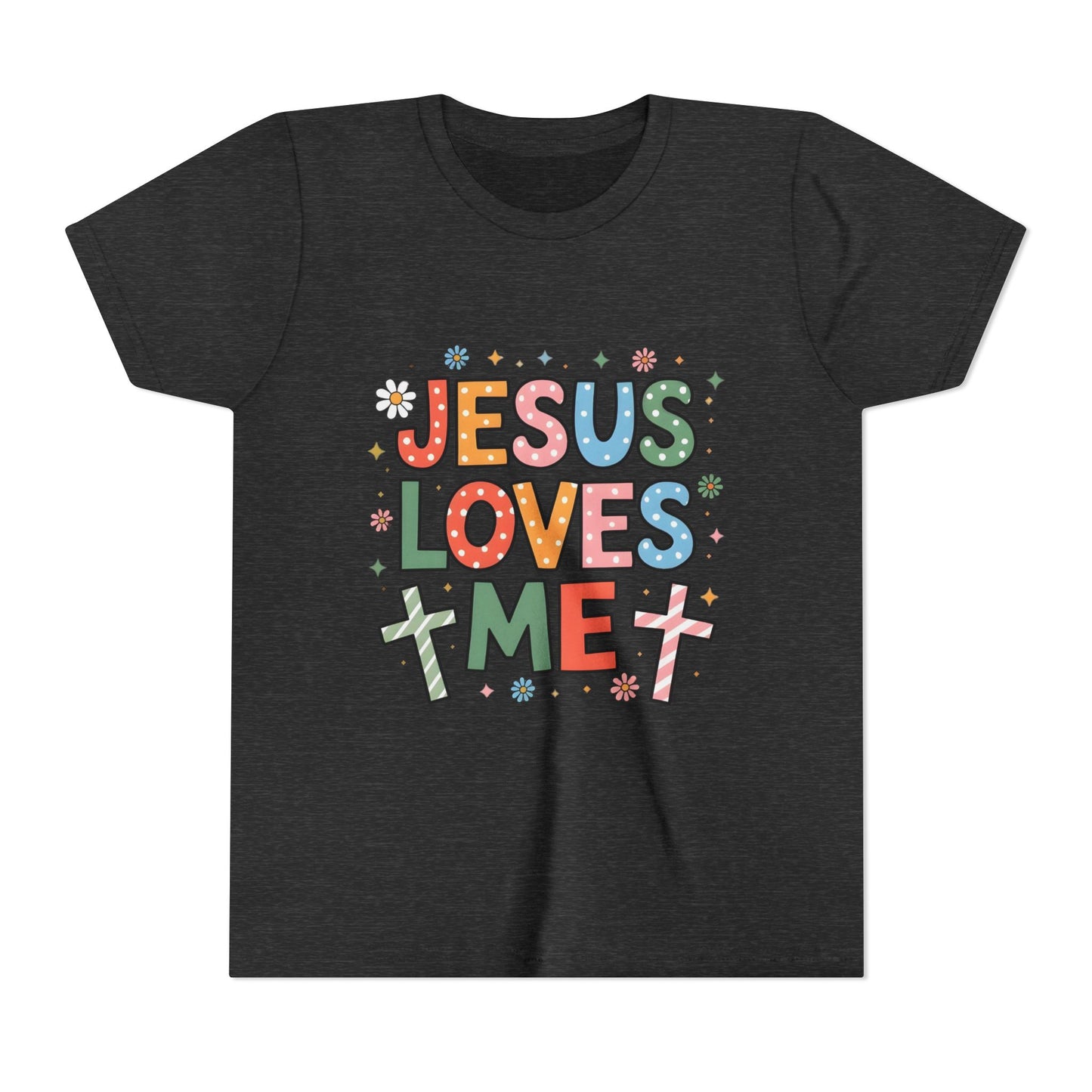 Youth Tee — "Jesus Loves Me" Colorful Christian Kids T-Shirt