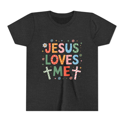 Youth Tee — "Jesus Loves Me" Colorful Christian Kids T-Shirt