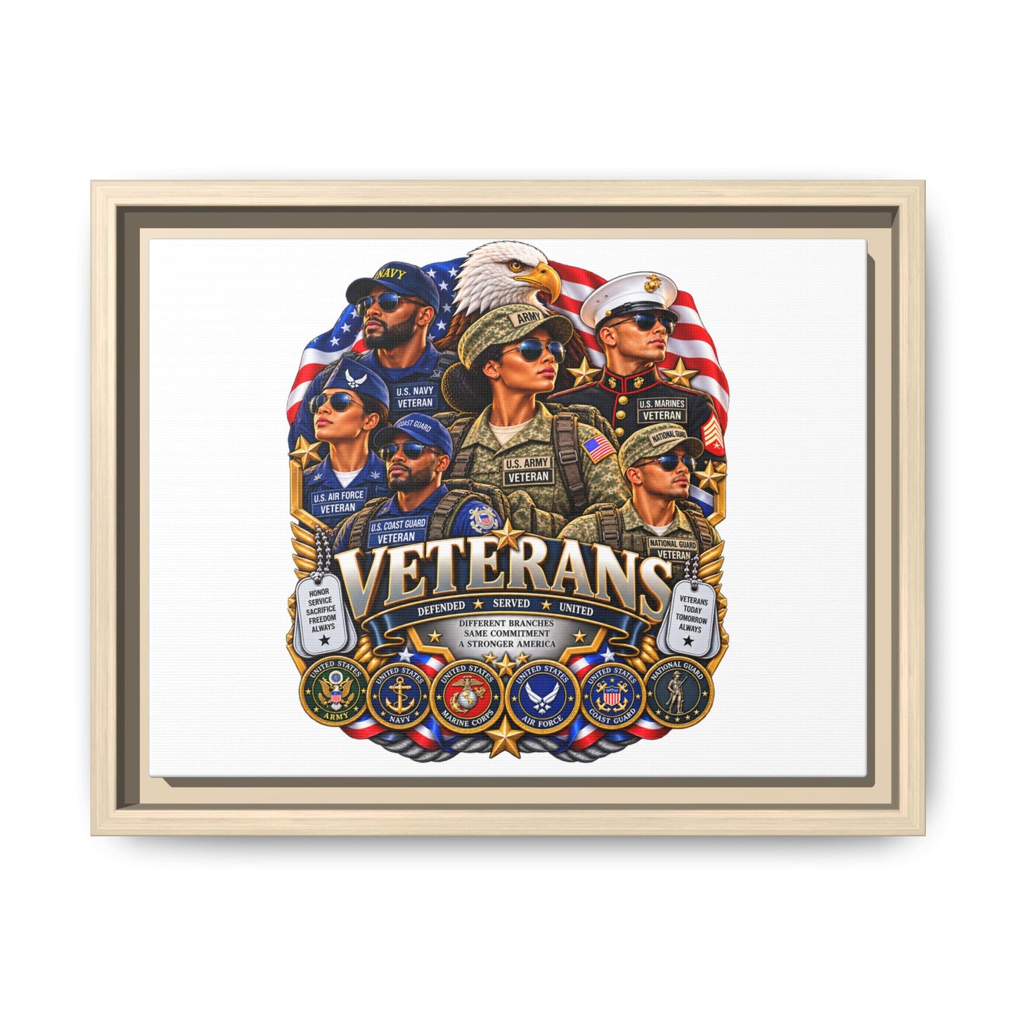 Veterans Tribute Matte Canvas Framed Wall Art