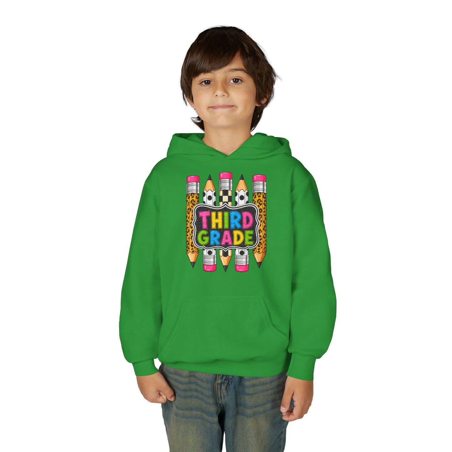 Third Grade Kids Hoodie — Cute Pencil Back-to-School Sweatshirt