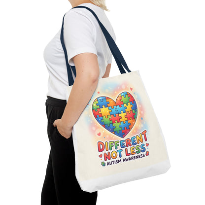 Autism Awareness Tote Bag — "Different Not Less" Puzzle Heart Design