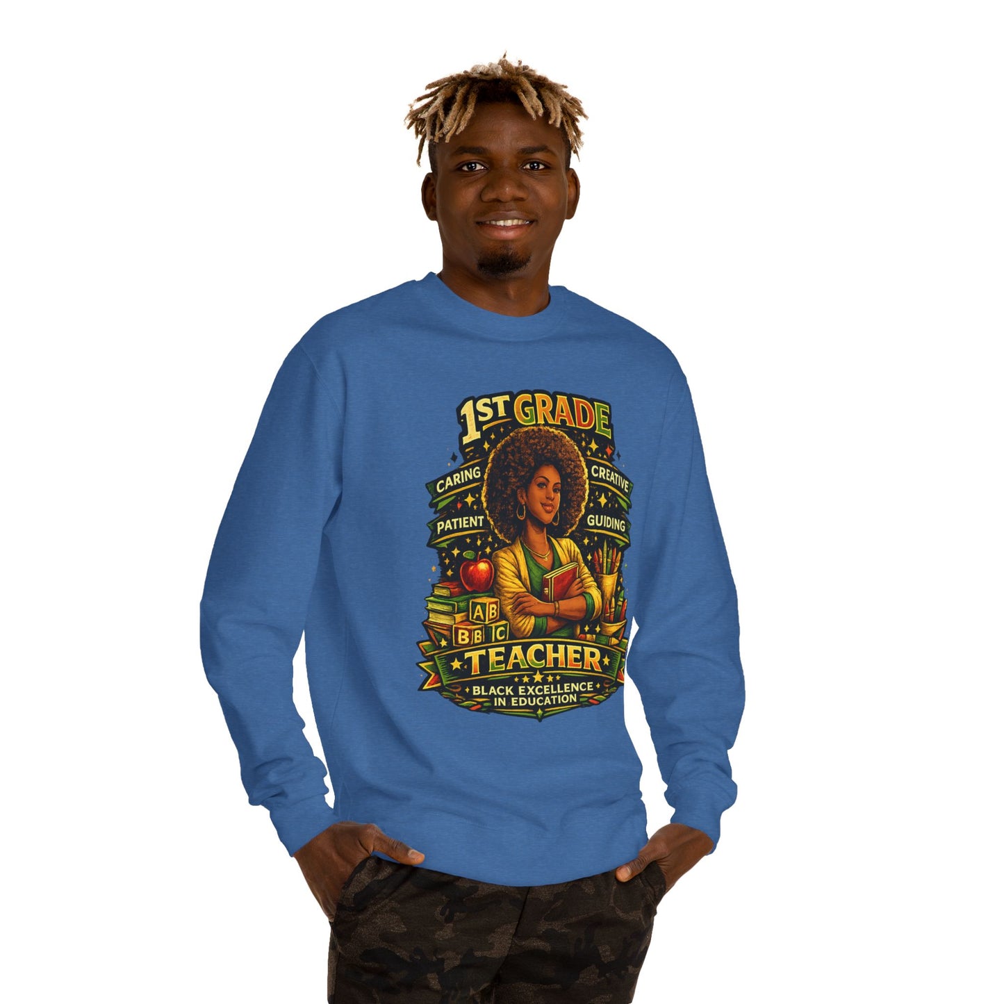 1st Grade Teacher Sweatshirt — Black Excellence in Education Crewneck