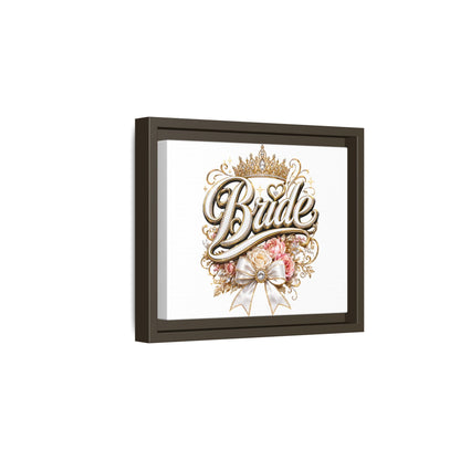 Framed Bride Canvas Wall Art — Elegant Bridal Crown & Floral Wedding Decor