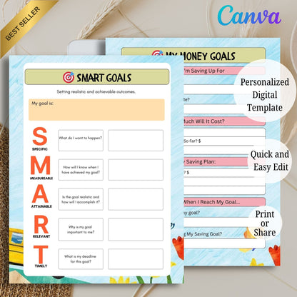 My Money Goals for Kids Printable | Savings Goal Planner & Financial Tracker for Children