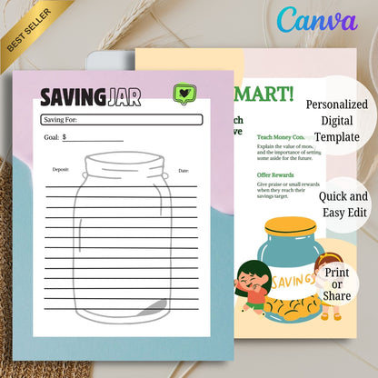 Kids Money Jar Printable | Save, Spend & Give Financial Learning System for Children