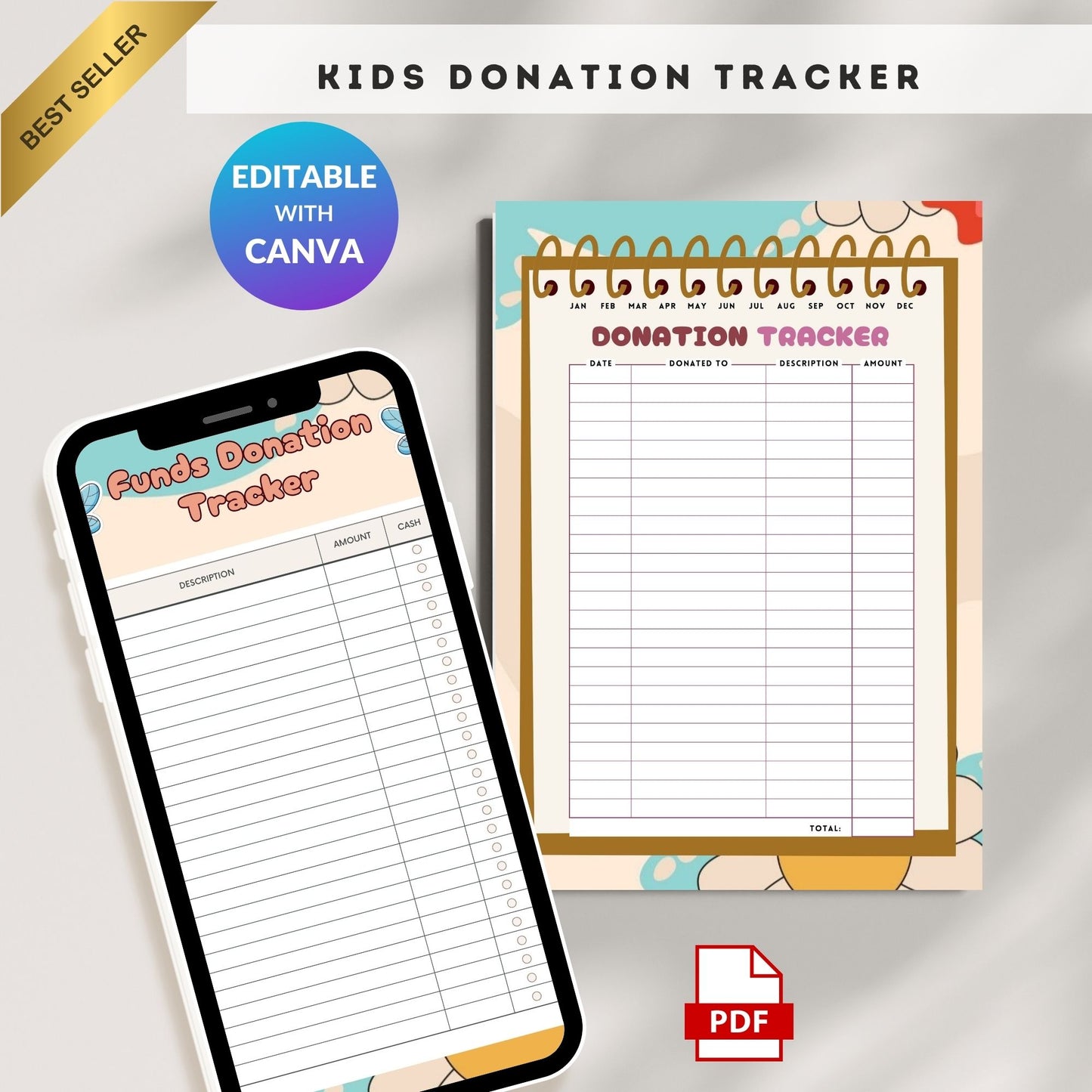 Kids Donation Tracker Printable | Charity & Kindness Giving Log for Children