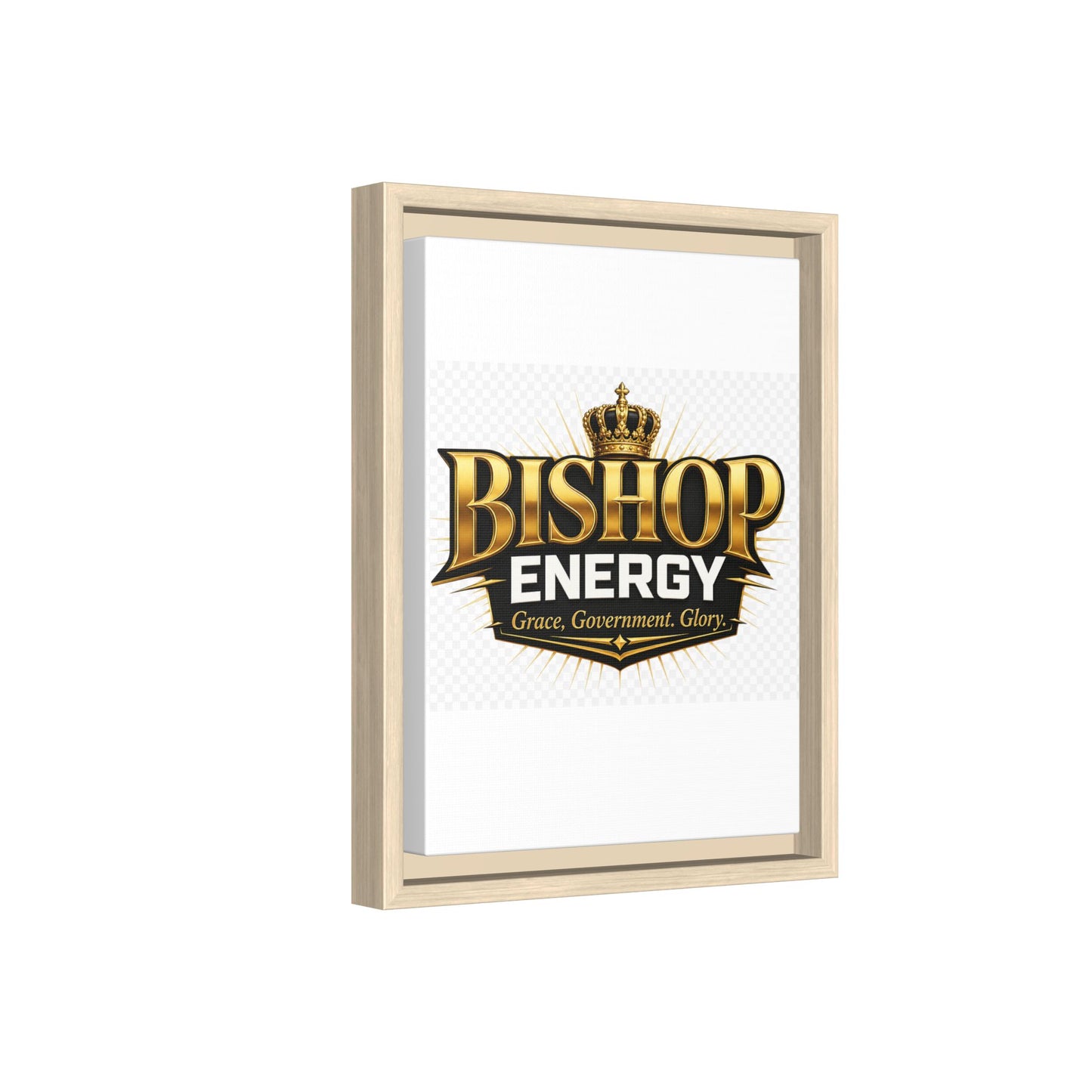 Framed Canvas Art - "Bishop Energy" Gold Crown Logo (Matte)