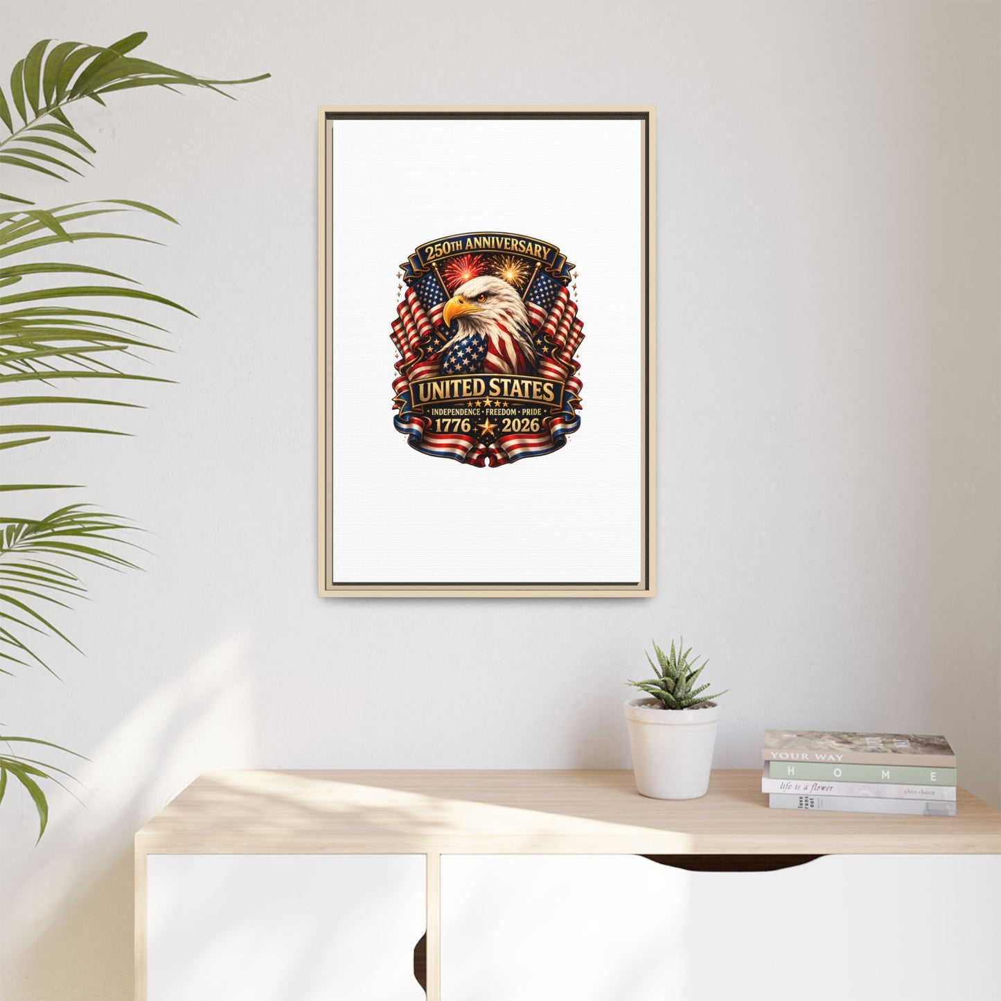 Patriotic Eagle 250th Anniversary Framed Canvas Print — United States 1776–2026