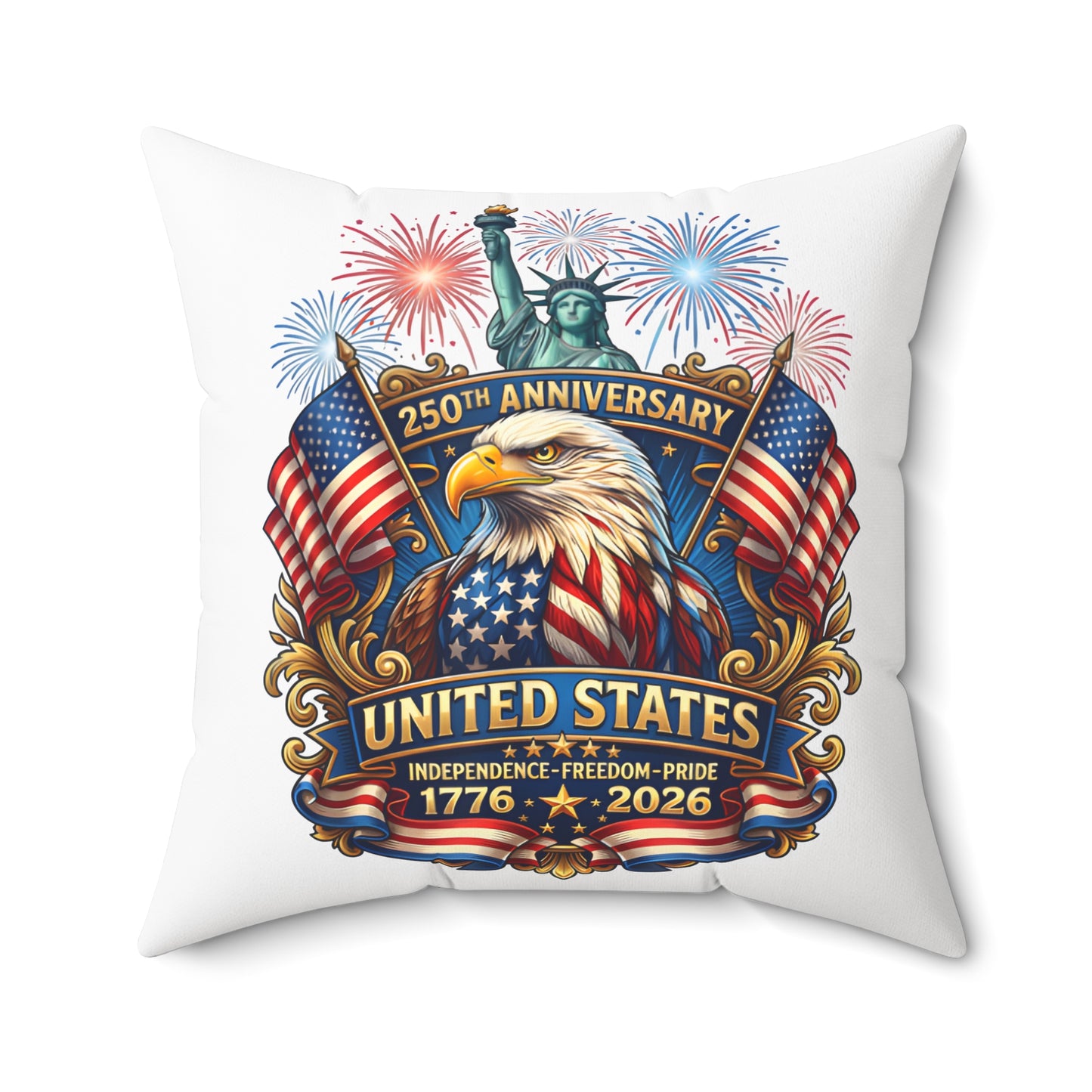United States 250th Anniversary Eagle Throw Pillow — 1776–2026 Patriotic Decorative Pillow