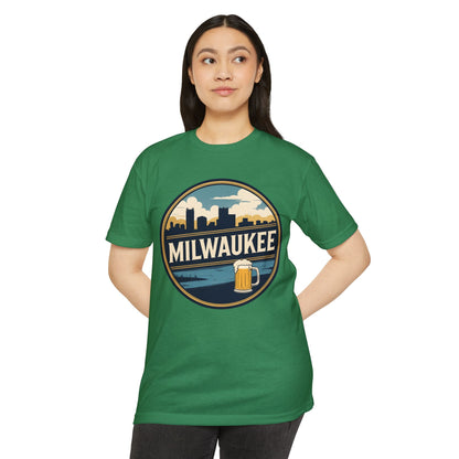 Milwaukee Skyline Beer Badge T-Shirt