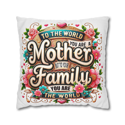 Mother You Are My World Decorative Pillowcase — Floral Mother's Day Accent