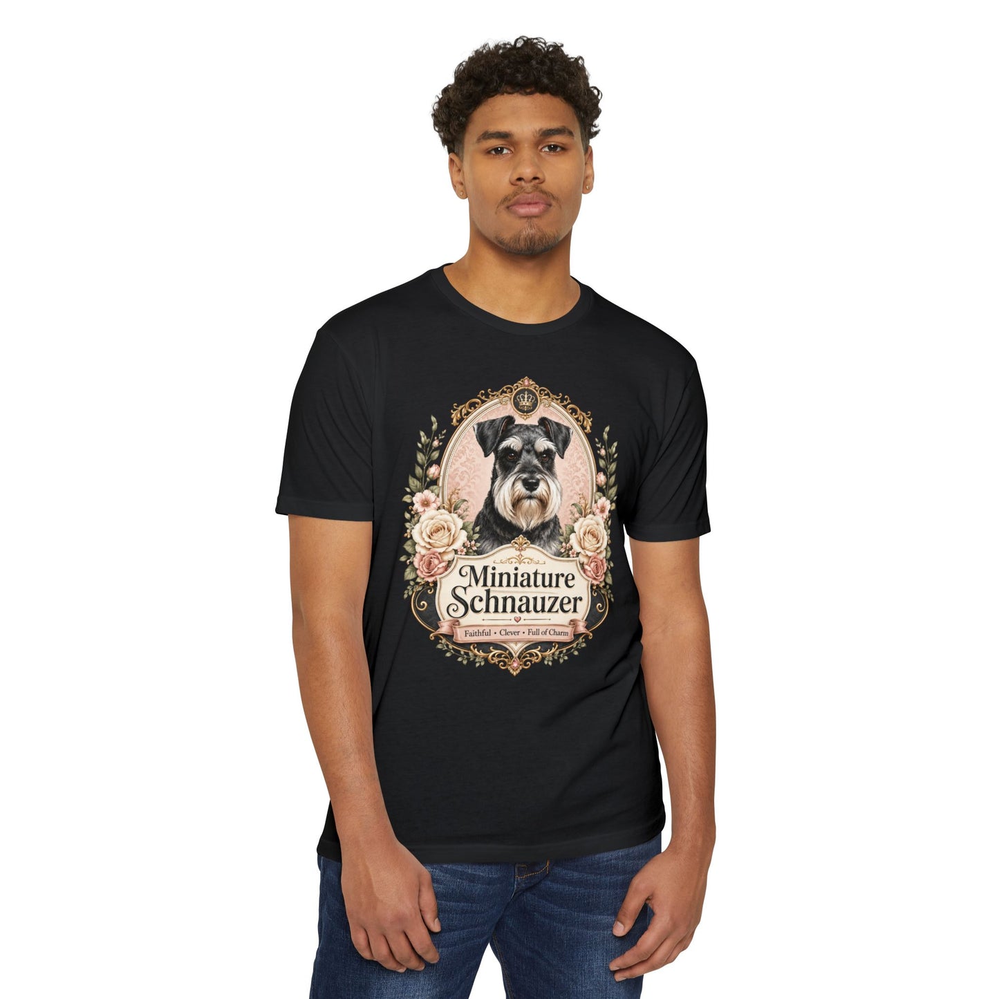Miniature Schnauzer Floral Portrait T-Shirt