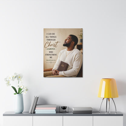 Canvas Wall Art — "I Can Do All Things Through Christ" Inspirational Bible Verse (Philippians 4:13)
