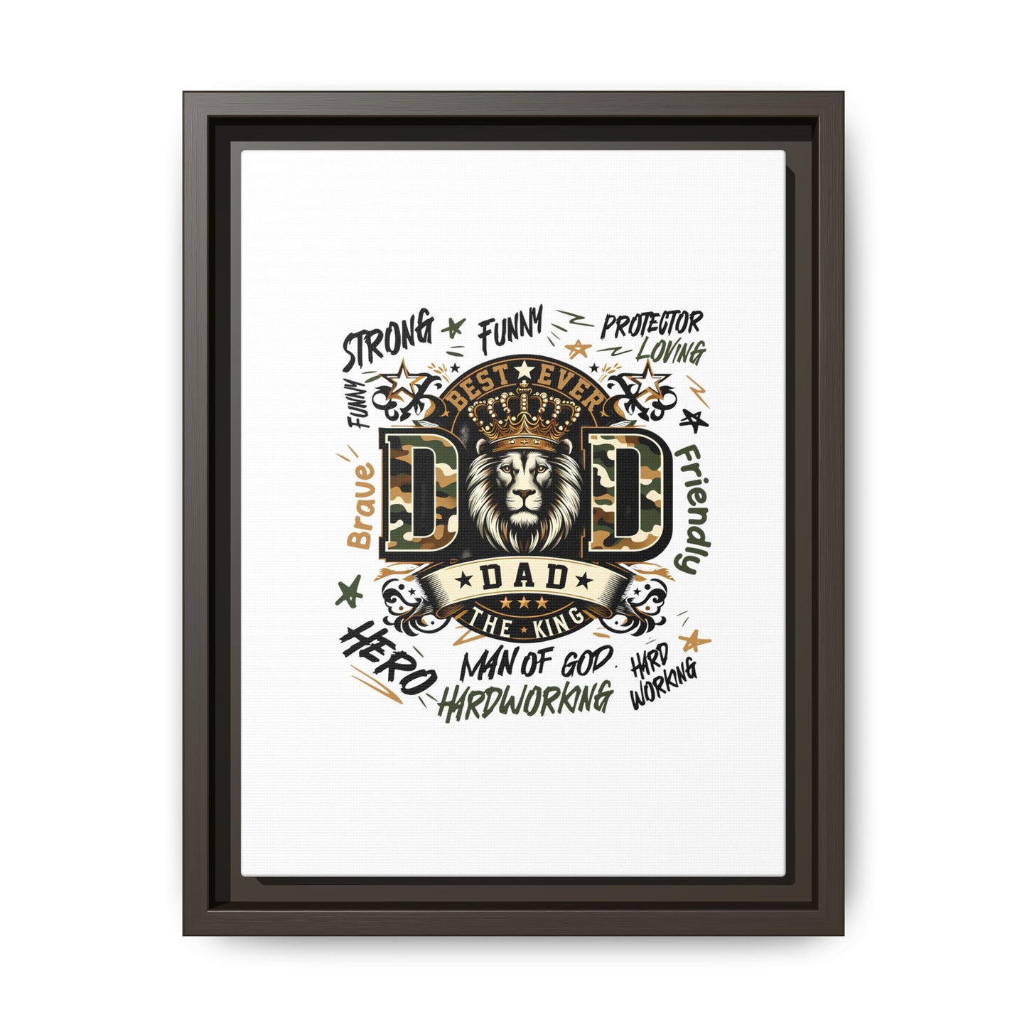 Framed Matte Canvas 'Best Ever DAD' Wall Art – Lion King Design, Father’s Day Gift