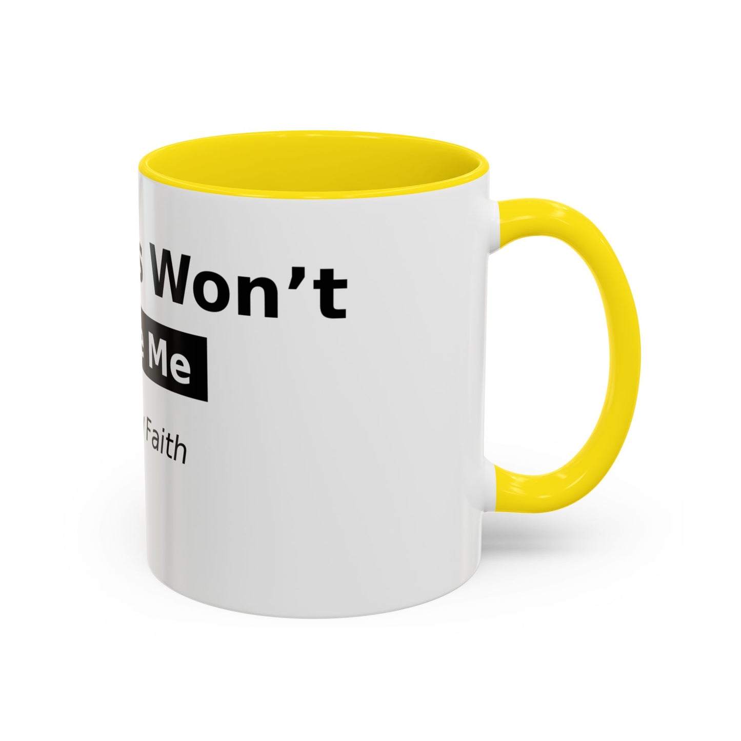 Diabetes Won't Define Me Accent Coffee Mug — "I Walk by Faith" Inspirational Tea Cup