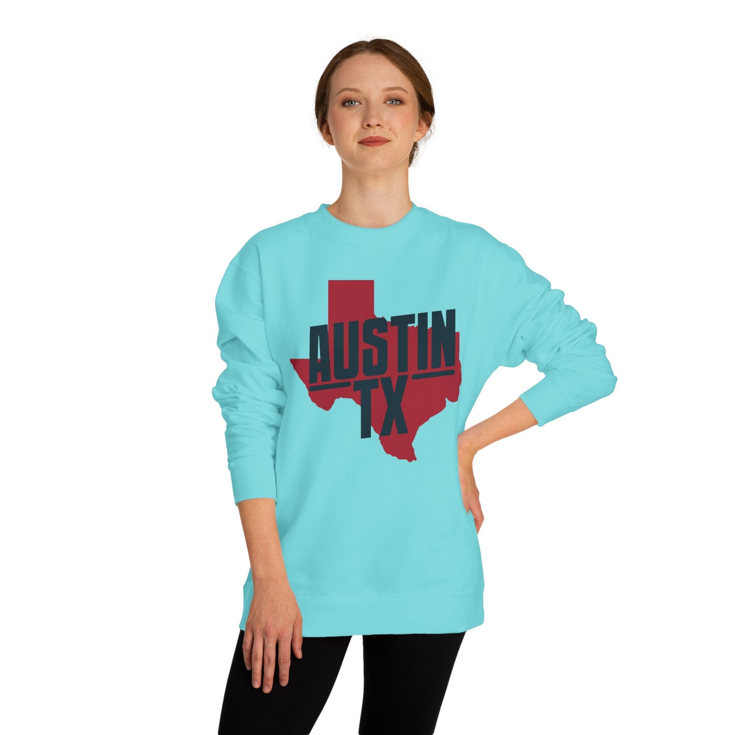 Austin TX Sweatshirt — Red Texas State Graphic Crewneck