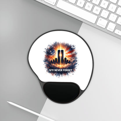 9/11 Never Forget Memorial Mouse Pad with Wrist Rest — Patriotic Twin Towers Tribute
