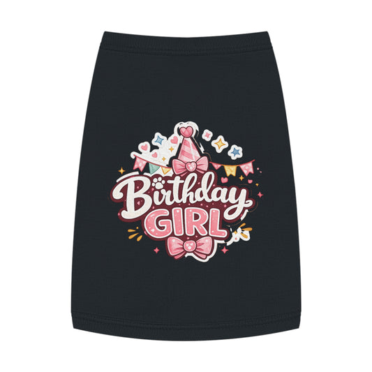 Birthday Girl Pet Tank Top - Pink Party Hat Dog/Cat Tee