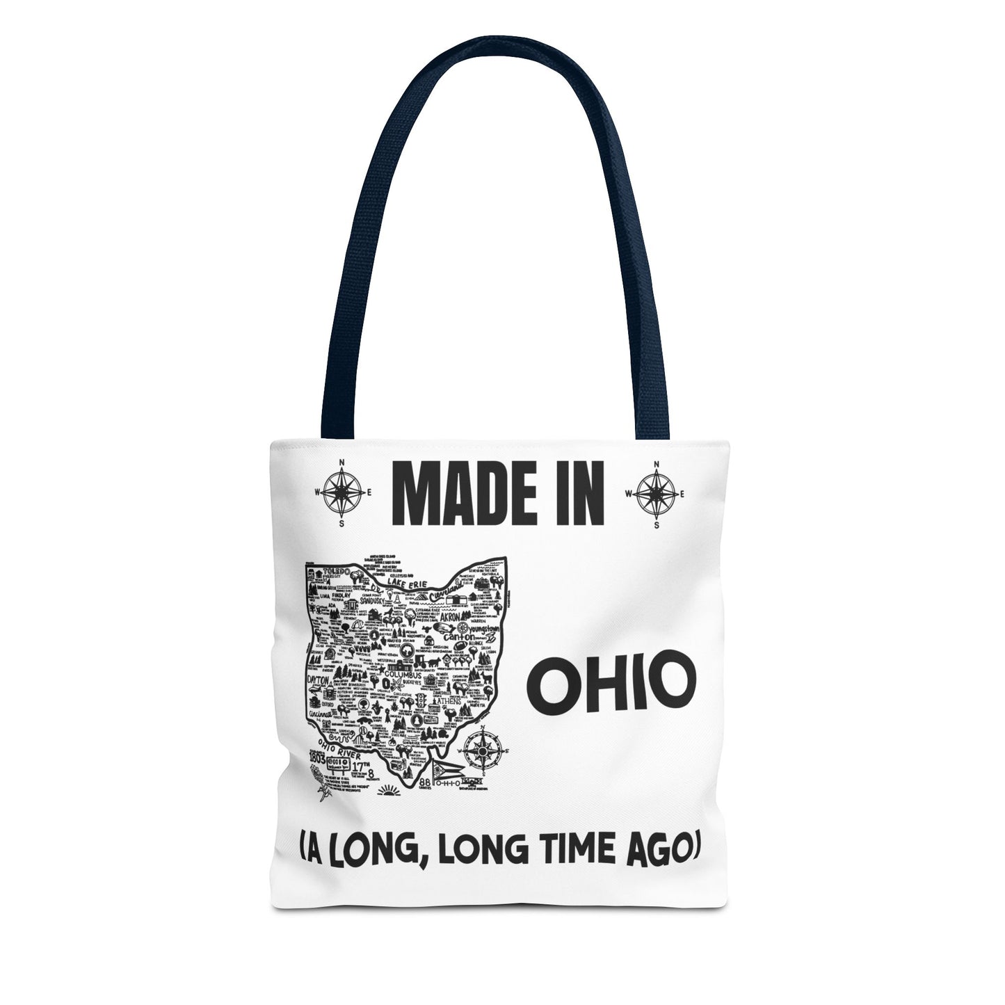 Made in Ohio Tote Bag — Vintage Map Design "A Long, Long Time Ago"