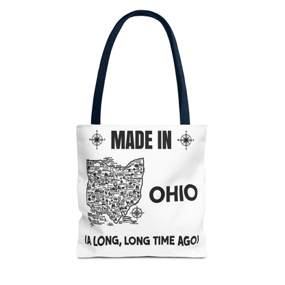 Made in Ohio Tote Bag — Vintage Map Design "A Long, Long Time Ago"