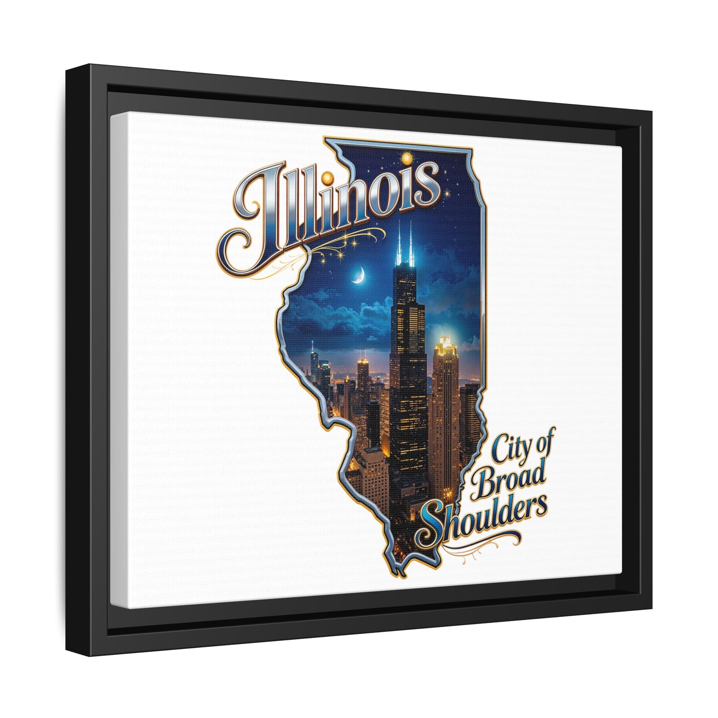 Illinois City of Broad Shoulders Matte Canvas Framed Wall Art