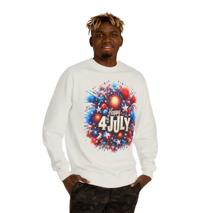 4th of July Fireworks Sweatshirt — "Happy 4th of July" Patriotic Crewneck