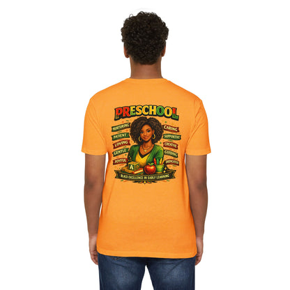 Preschool Teacher T-Shirt – "Black Excellence in Early Learning" Graphic Tee
