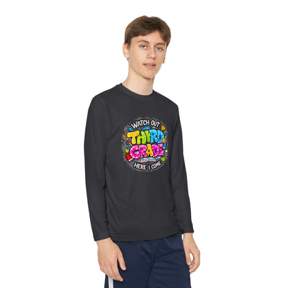 Youth Long Sleeve Tee — "Watch Out Third Grade Here I Come" Back-to-School Shirt