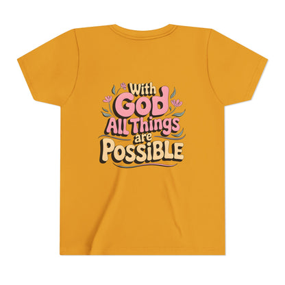 Youth Tee - "With God All Things Are Possible" Inspirational Christian Shirt