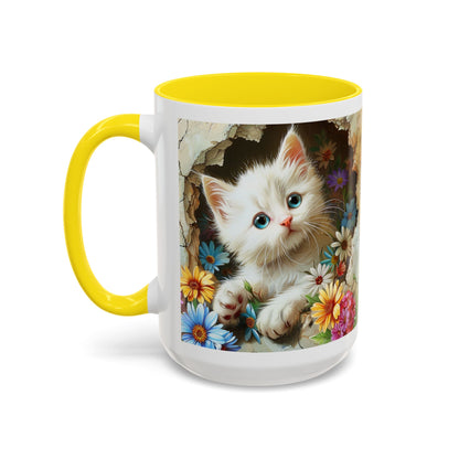 Cute Kitten Floral Accent Coffee Mug (11/15oz)