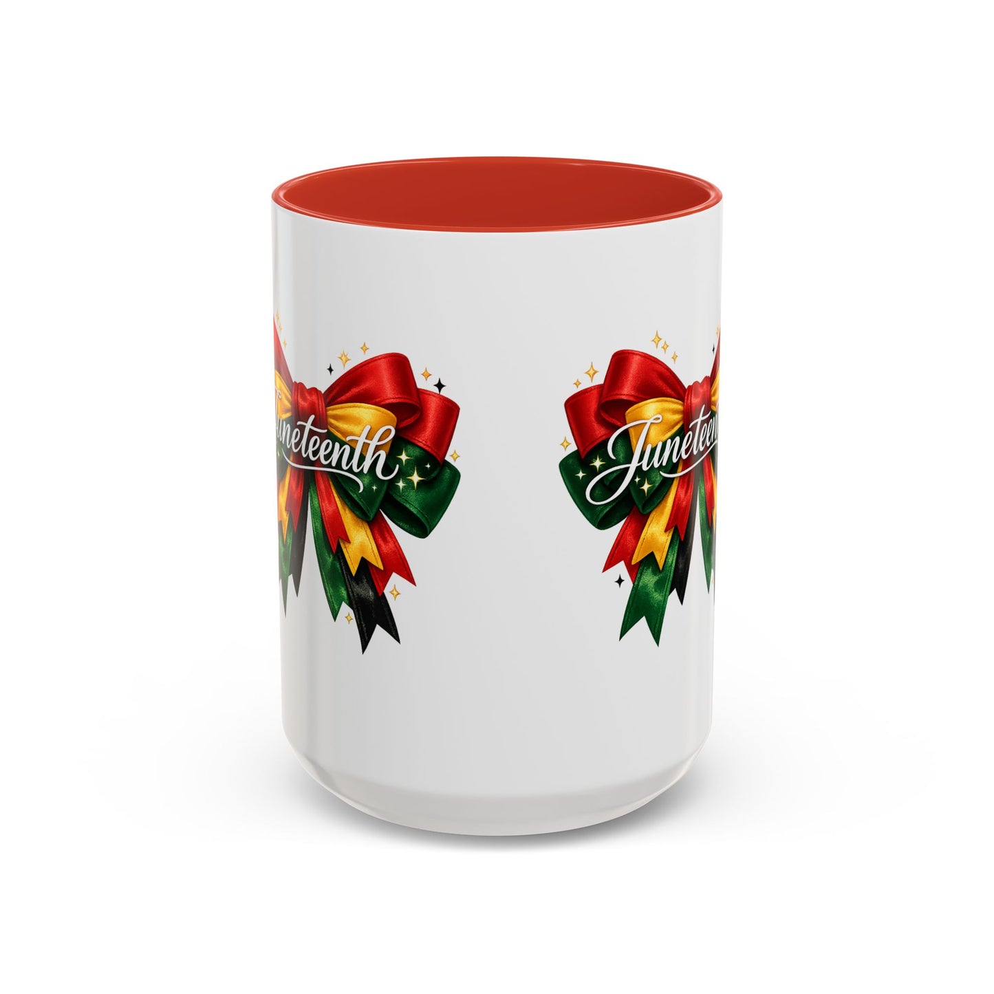 Juneteenth Ribbon Coffee Mug — Black/Red/Green Celebration Accent Mug