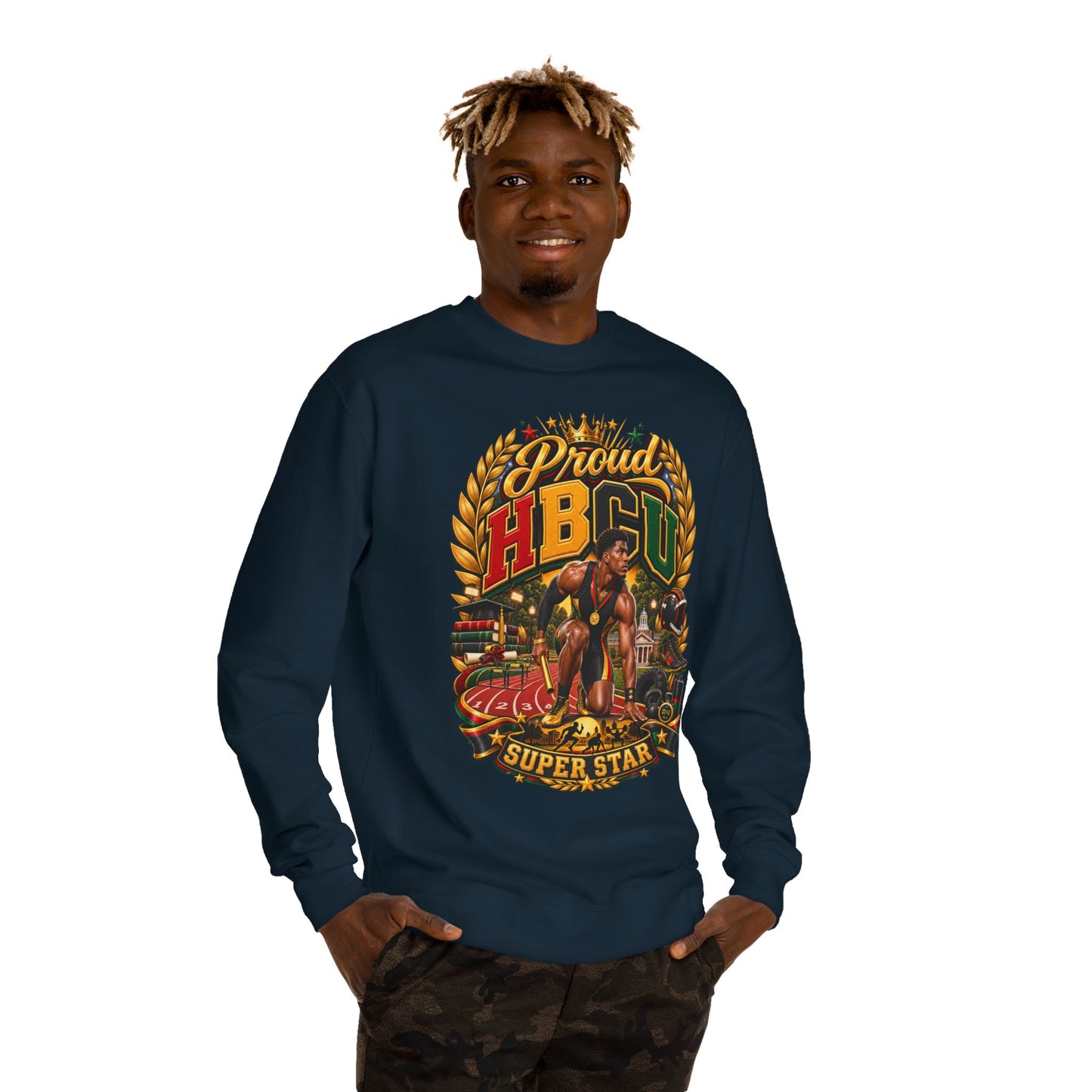 HBCU Proud Crewneck Sweatshirt — "Proud HBCU Super Star" Graphic