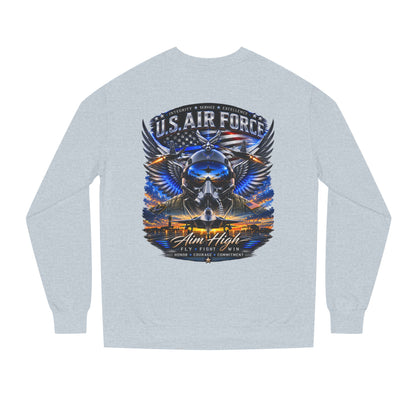 U.S. Air Force Crewneck Sweatshirt — "Aim High" Fighter Jet Graphic