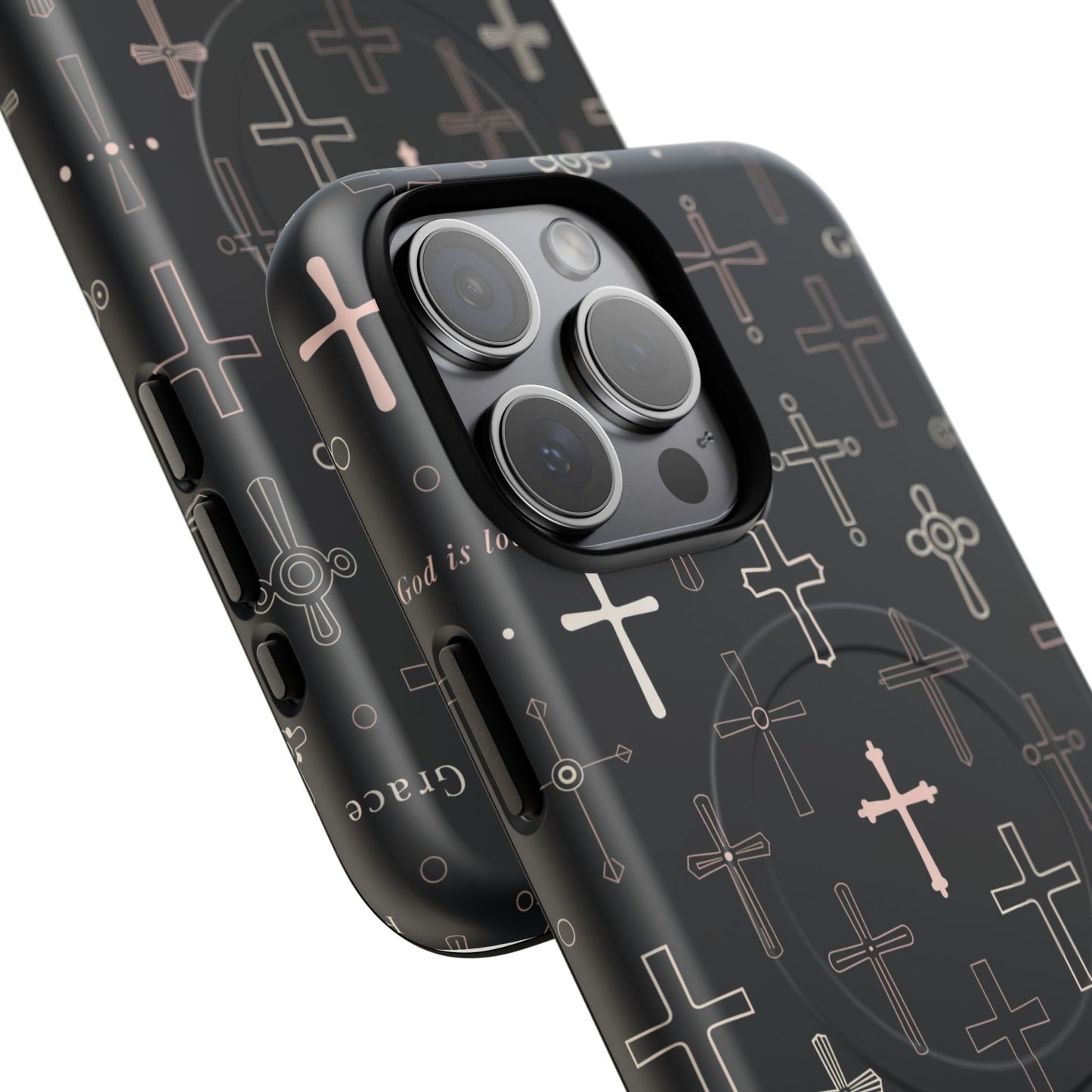 Magnetic Phone Case — Black Crosses "Grace" Protective Cover