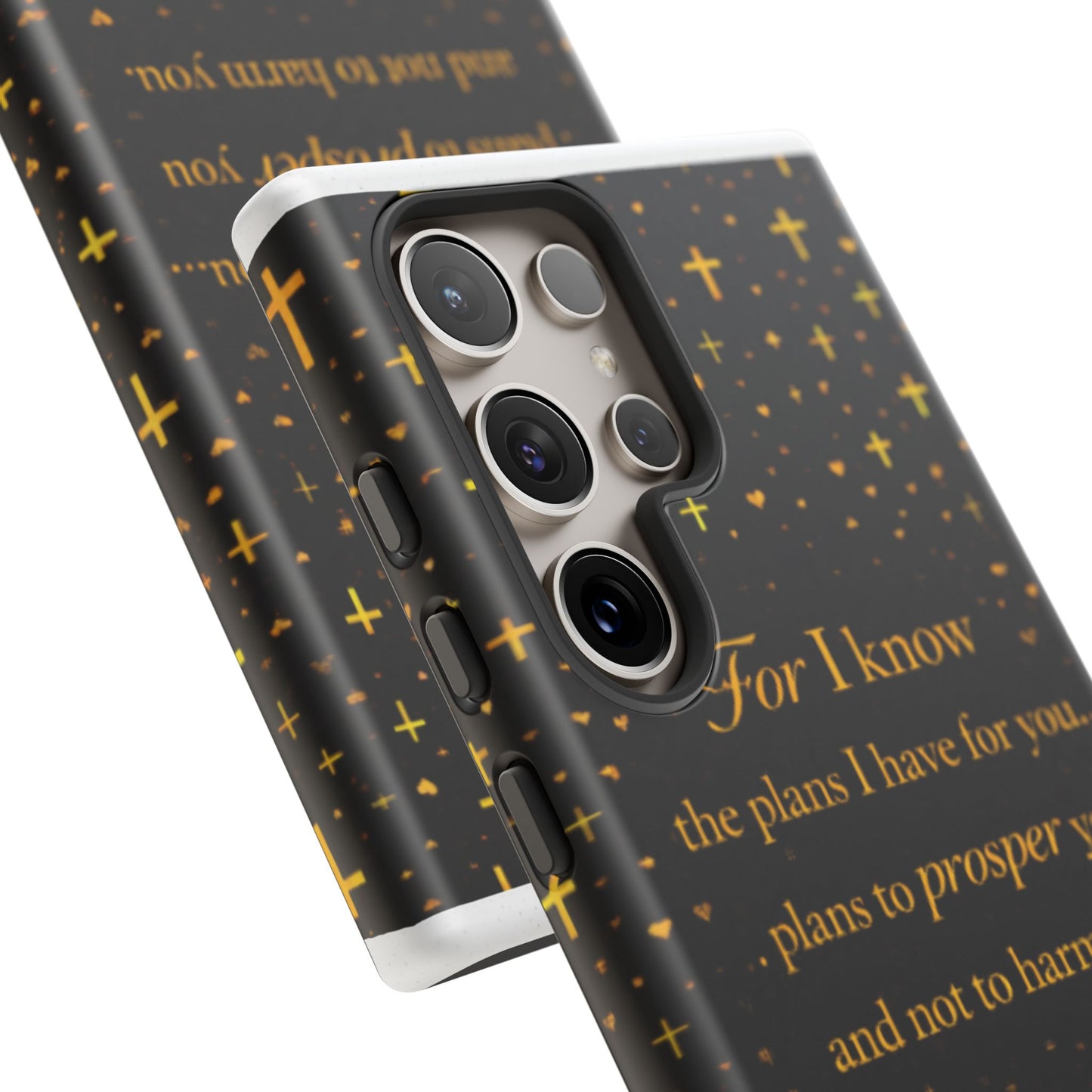 Phone Case — "For I Know" Jeremiah 29:11 Gold Cross Christian Tough Case
