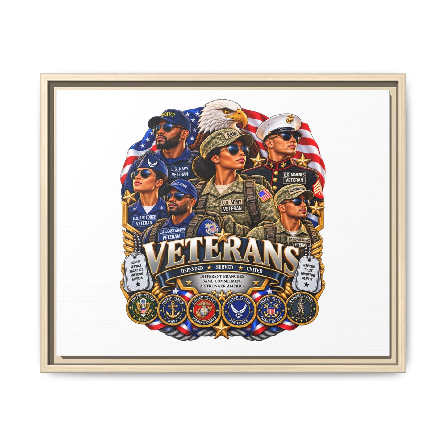 Veterans Tribute Matte Canvas Framed Wall Art