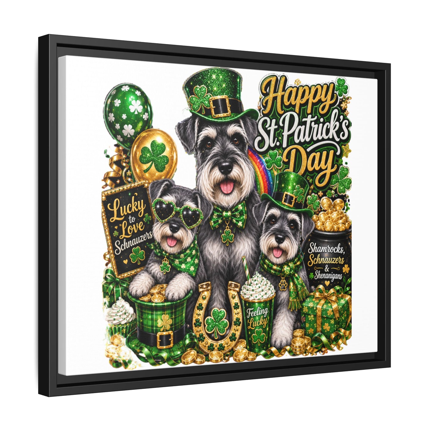 Happy St. Patrick's Day Schnauzer Canvas Print