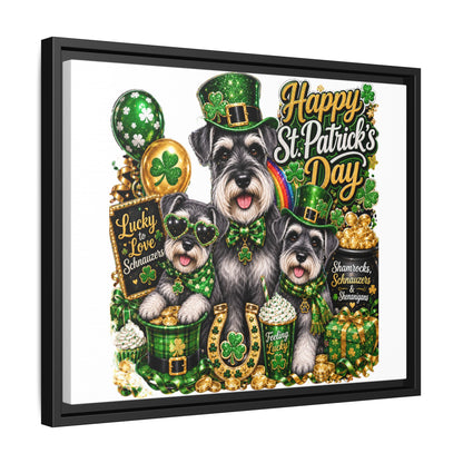 Happy St. Patrick's Day Schnauzer Canvas Print