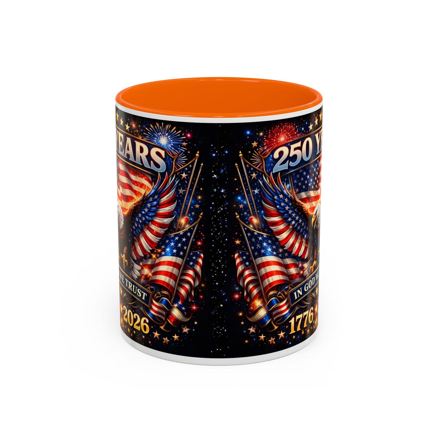250 Years 1776–2026 Eagle American Flag Accent Coffee Mug — Patriotic Independence Day Gift (11/15oz)