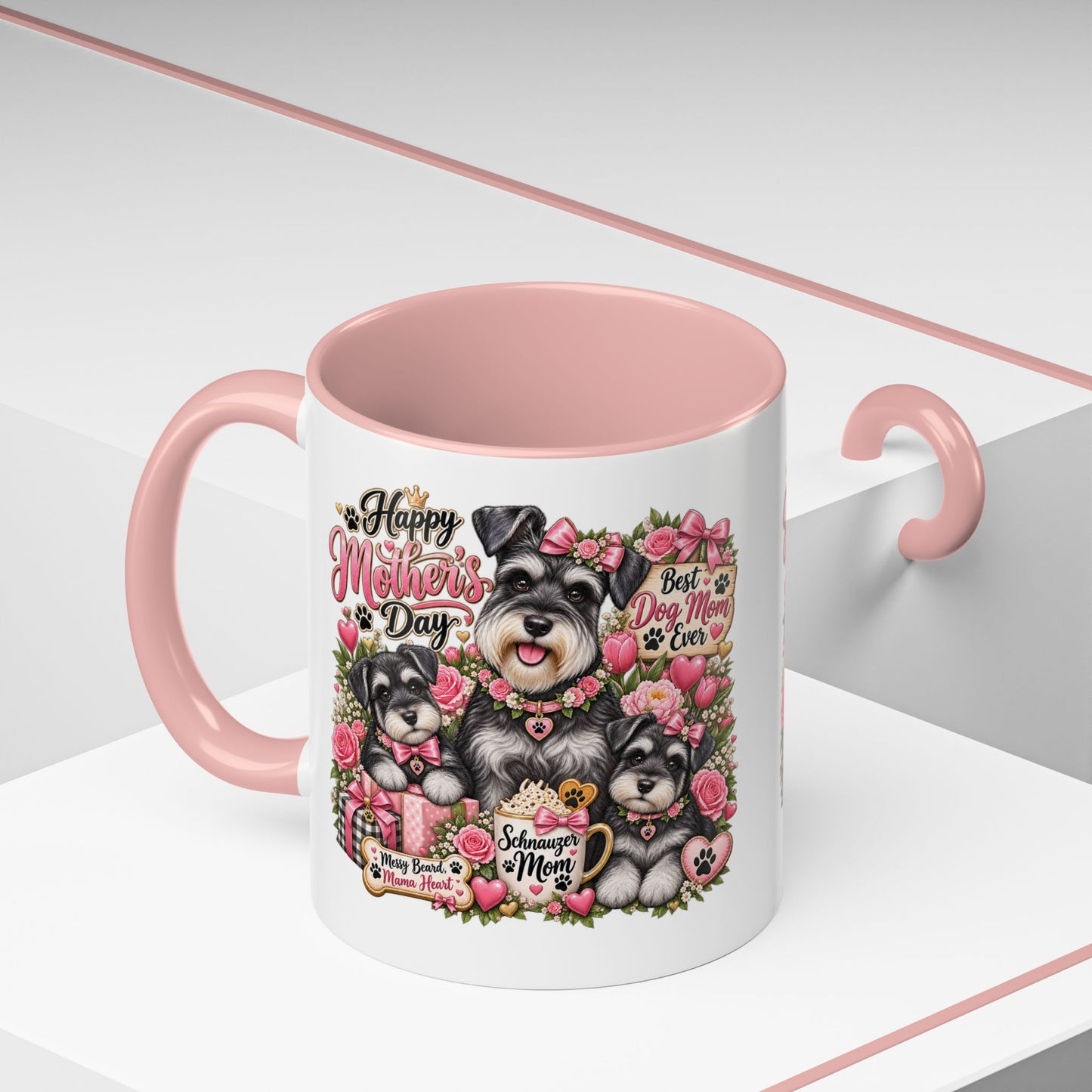 Mother's Day Schnauzer Coffee Mug — "Best Dog Mom Ever" Accent Mug (11/15oz)