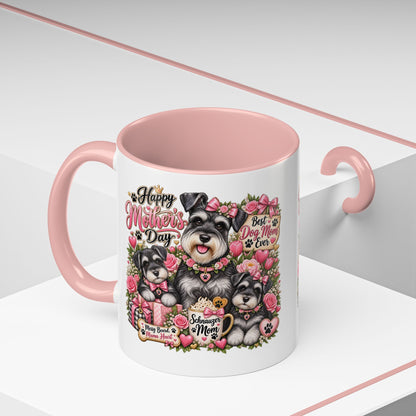 Mother's Day Schnauzer Coffee Mug — "Best Dog Mom Ever" Accent Mug (11/15oz)