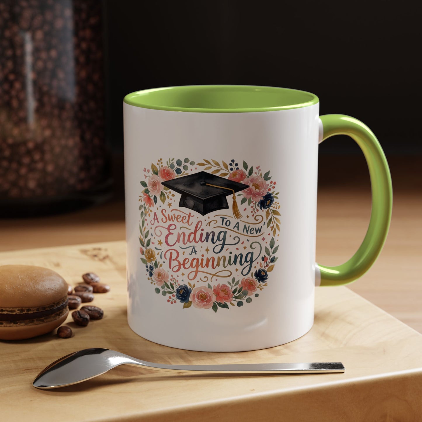 Graduation Floral Coffee Mug — "A Sweet Ending to a New Beginning"