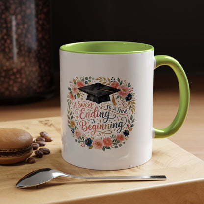 Graduation Floral Coffee Mug — "A Sweet Ending to a New Beginning"
