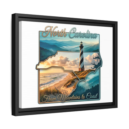 North Carolina Matte Canvas Wall Art — "From Mountains to Coast" Framed Print