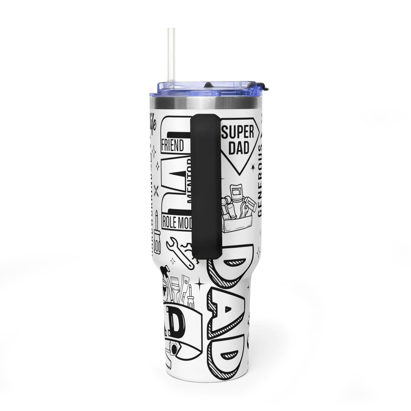 Dad Tribute 40oz Vacuum Tumbler — Inspirational Words & Tools Design