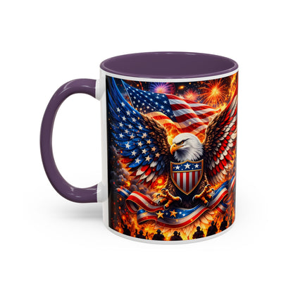 Patriotic Eagle Coffee Mug — American Flag Bald Eagle Accent Mug (11/15oz)
