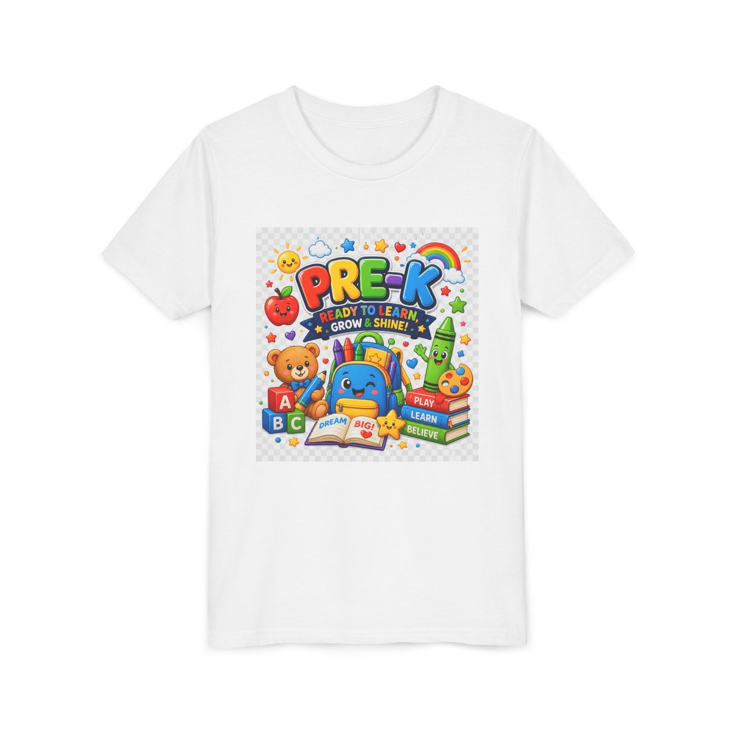 Pre-K Kids T-Shirt — "Ready to Learn, Grow & Shine" Preschool Back-to-School Tee