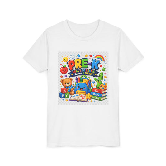 Pre-K Kids T-Shirt — "Ready to Learn, Grow & Shine" Preschool Back-to-School Tee